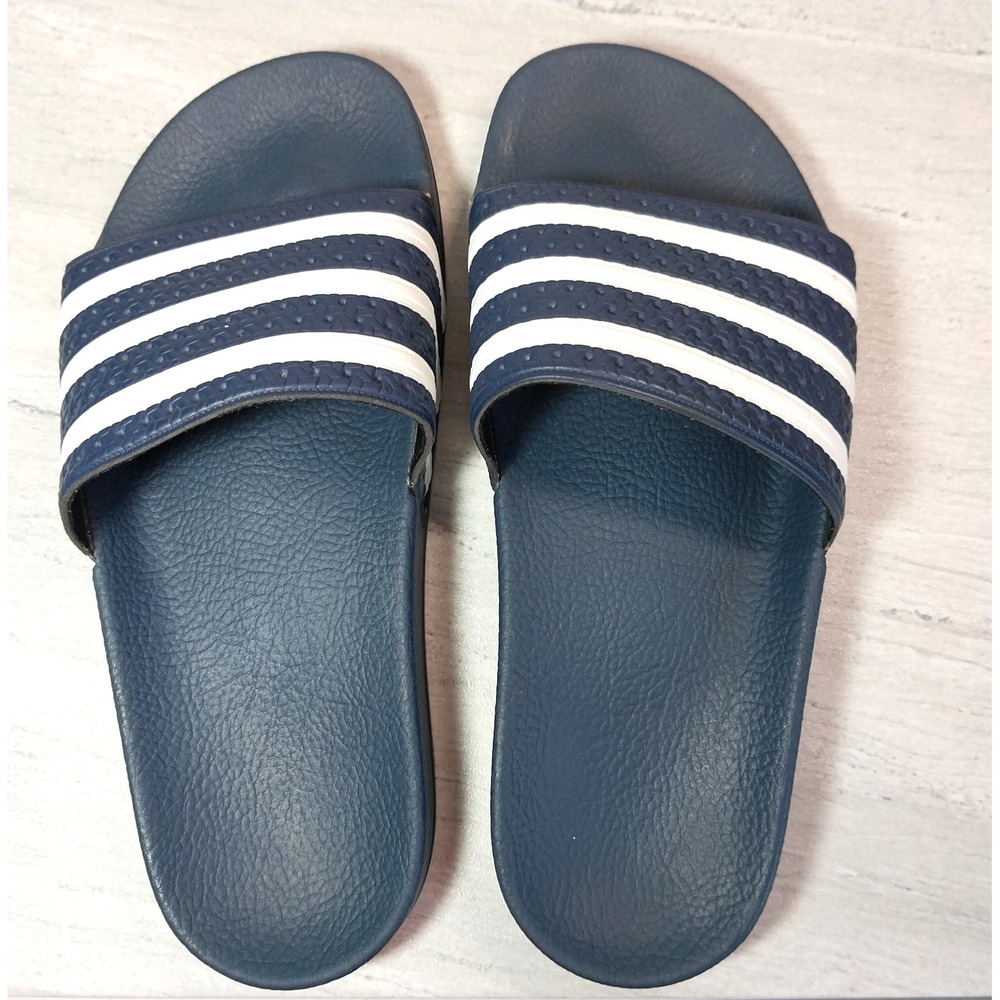 Adidas Adilette Navy Blue White Men's US 6 Slides Sandals Shoes Made In Italy